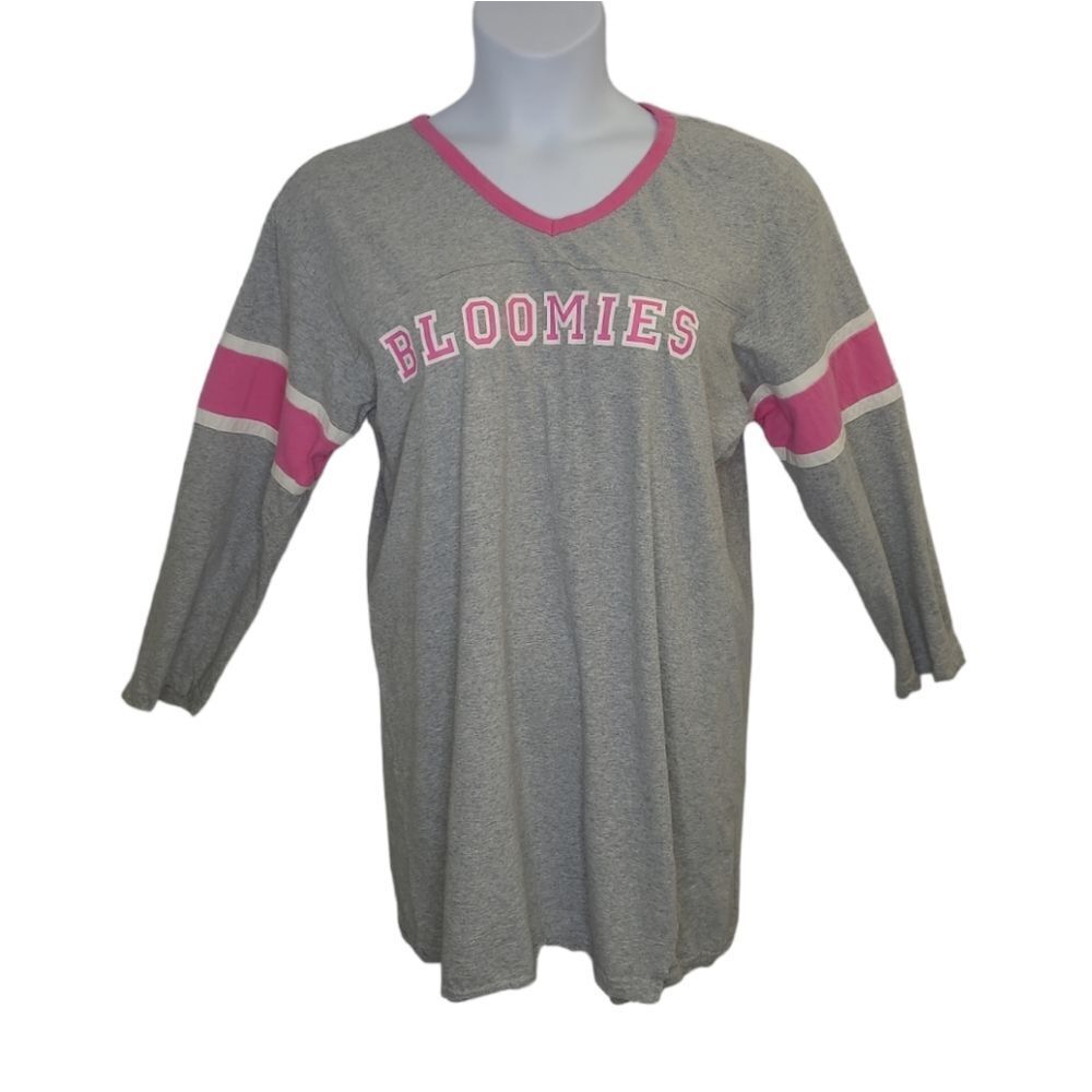 VINTAGE 90s gray Bloomies spellout long sleeve tunic top sleep shirt L